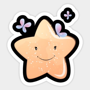 Cute kawaii star with butterflies Sticker